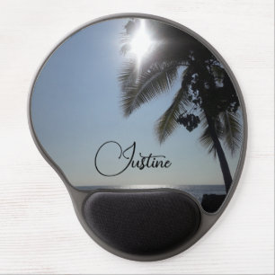 Sun lit Palm Tree Ocean Personalized Gel Mouse Pad