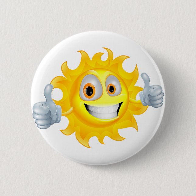 Sun man cartoon character button (Front)