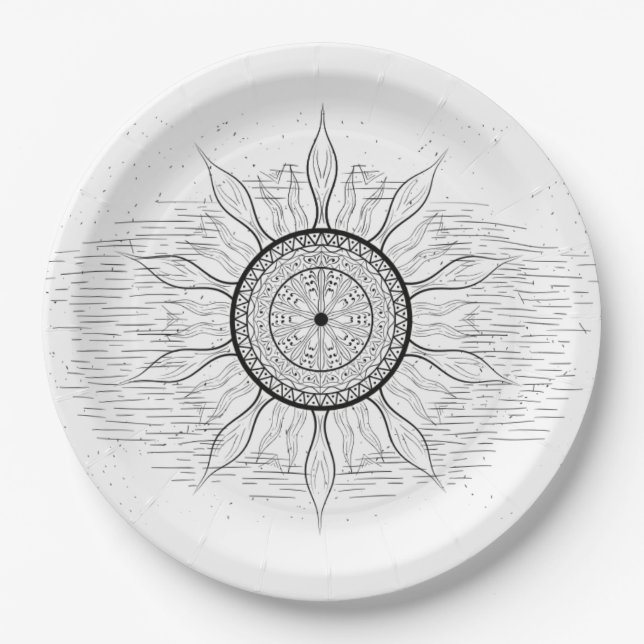 Sun Mandala 1 Paper Plates (Front)