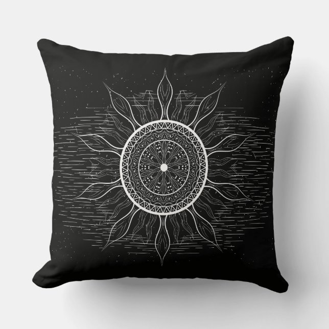 Sun Mandala 2 Throw Pillow (Front)