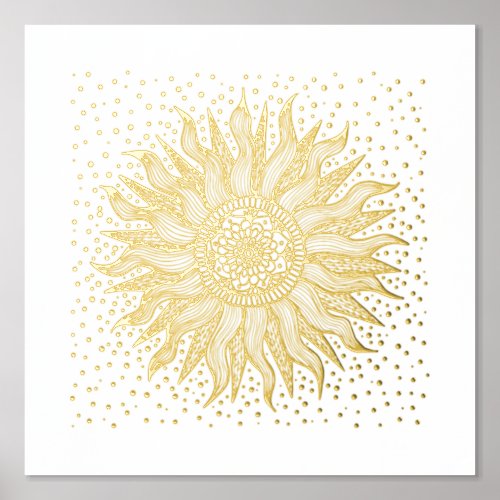 Sun Mandala Confetti Gold Foil Art Print