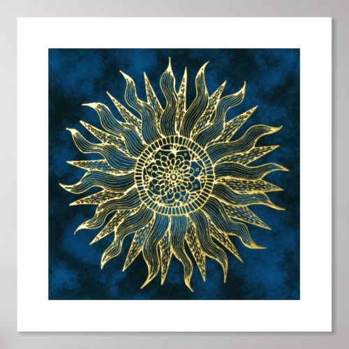 Sun Mandala Gold Foil Art Print