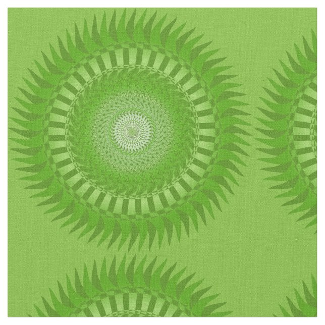 Sun Mandala green Fabric (Close Up)