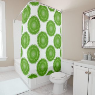 Sun Mandala green Shower Curtain