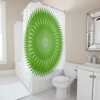 Sun Mandala green Shower Curtain