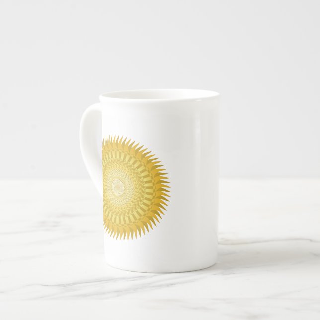 Sun Mandala in Yellow Bone China Mug (Front Left)