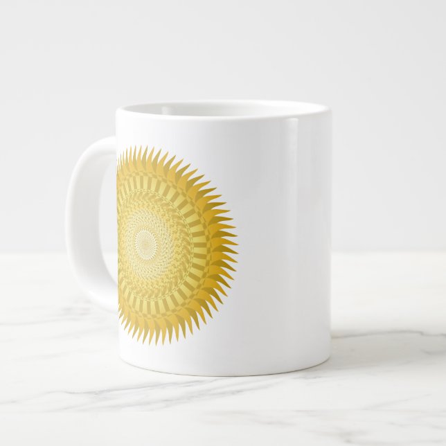 Sun Mandala in Yellow Giant Coffee Mug (Front Left)