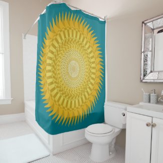 Sun Mandala in Yellow Shower Curtain