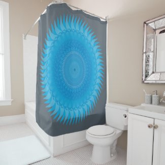 Sun Mandala Light blue Shower Curtain
