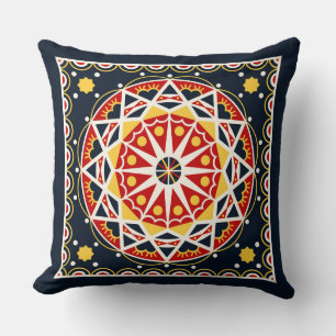 Sun Mandala Pysanka Geometric Throw Pillow