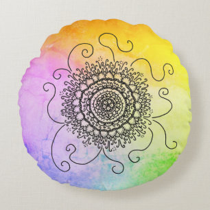 Sun Mandala Round Pillow