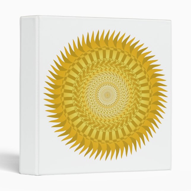 Sun Mandala yellow 3 Ring Binder (Front/Spine)