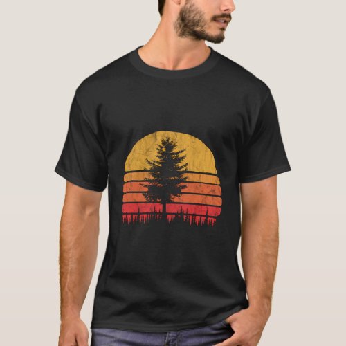 Sun Minimalist Pine Tree T_Shirt
