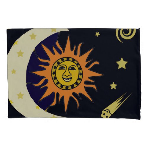 Sun Moon and Celestial Bodies  Pillow Case
