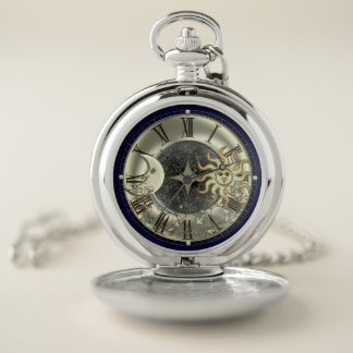 Sun Moon And Stars Celestial Pocket Watch