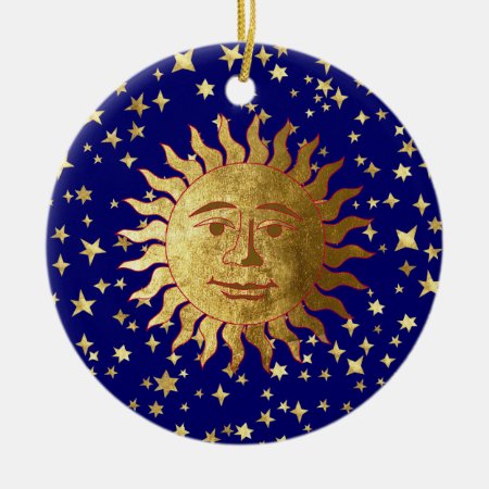 Sun, Moon And Stars Ceramic Ornament