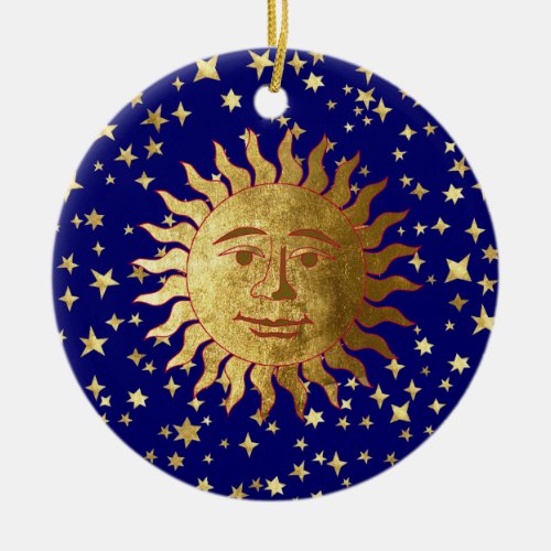 Sun Moon and Stars Ceramic Ornament