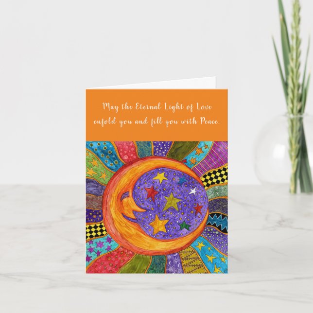 Sun, Moon and Stars Greeting Card (Front)