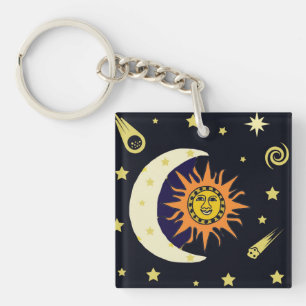 Sun Moon and Stars Keychain