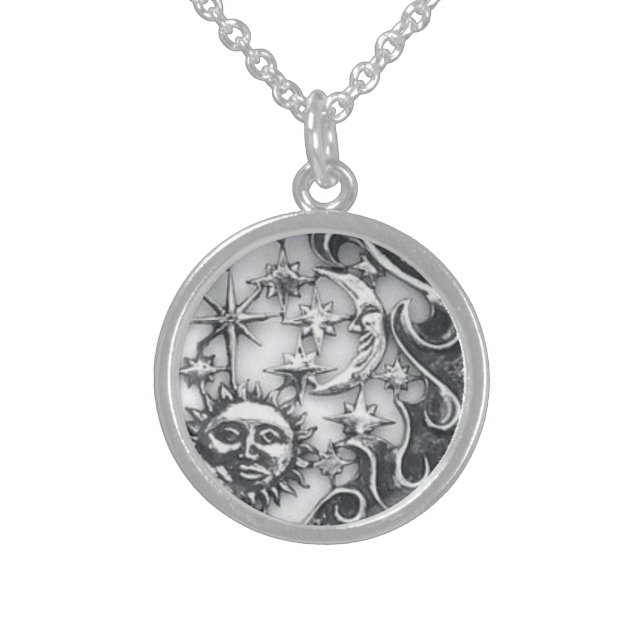 SUN MOON AND STARS STERLING SILVER NECKLACE (Front)