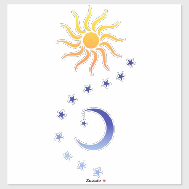 Sun, moon and stars sticker (Sheet)