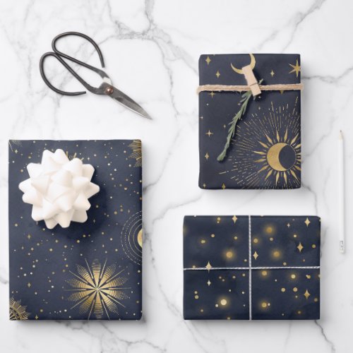 Sun Moon and Stars Wrapping Paper Sheets