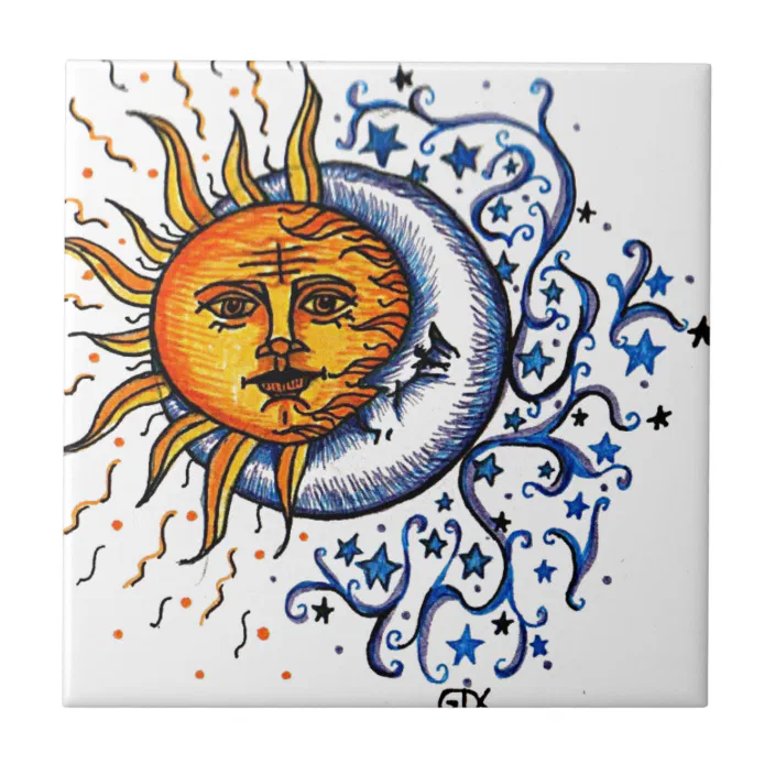 Sun Moon Art Design Ceramic Tile Zazzle Com
