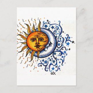 SUN MOON ART DESIGN POSTCARD