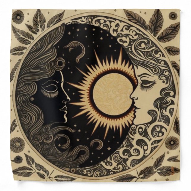 Sun Moon Bohemian Mandala Bandana (Front)