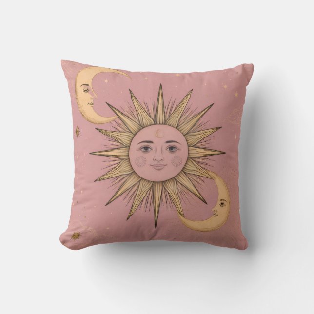 Sun, Moon Bohemian Mandala Pillow (Front)