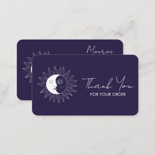 Sun  Moon Boho Social Icons Order Thank You Berry Business Card