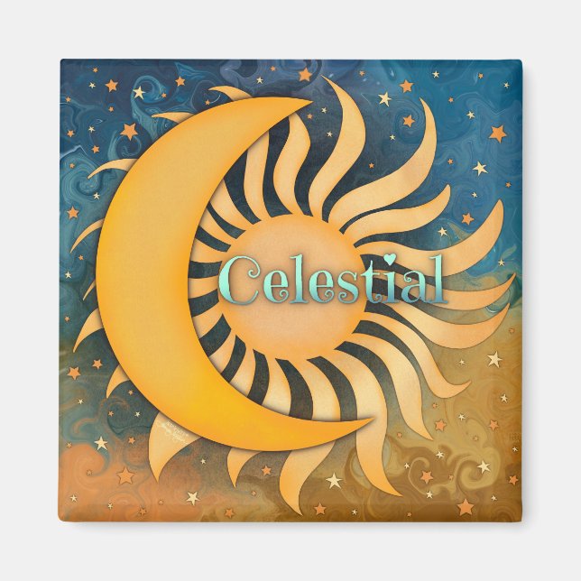 Sun Moon Celestial Stars Fun Inspirivity Magnet (Front)