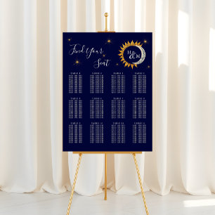 Sun Moon Elegant Monogram Wedding Seating Chart