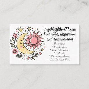 Sun Moon Floral Pink Yellow Website Business Card