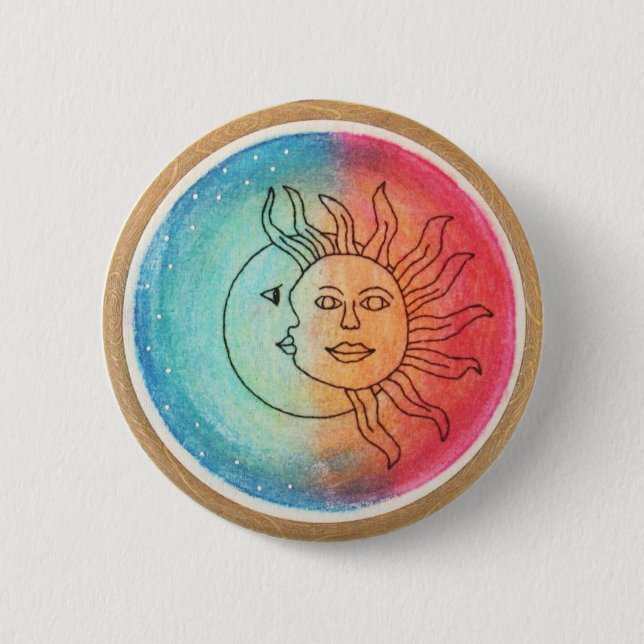Sun & Moon in love Button (Front)