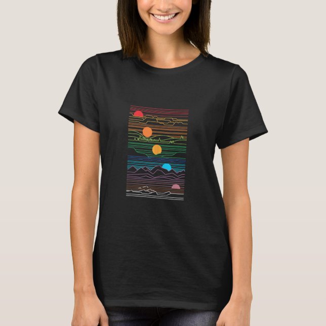 Sun Moon Landscape Graphic T-Shirt (Front)