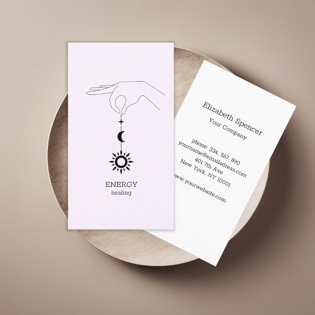 Sun Moon Light Purple Business card (Sun Moon Illustration Business Card. Modern Whimsical. Perfect for Energy Healer & more.)