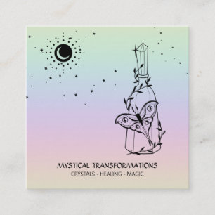 *~* Sun Moon Magic Boho Universe Rainbow Potion Square Business Card