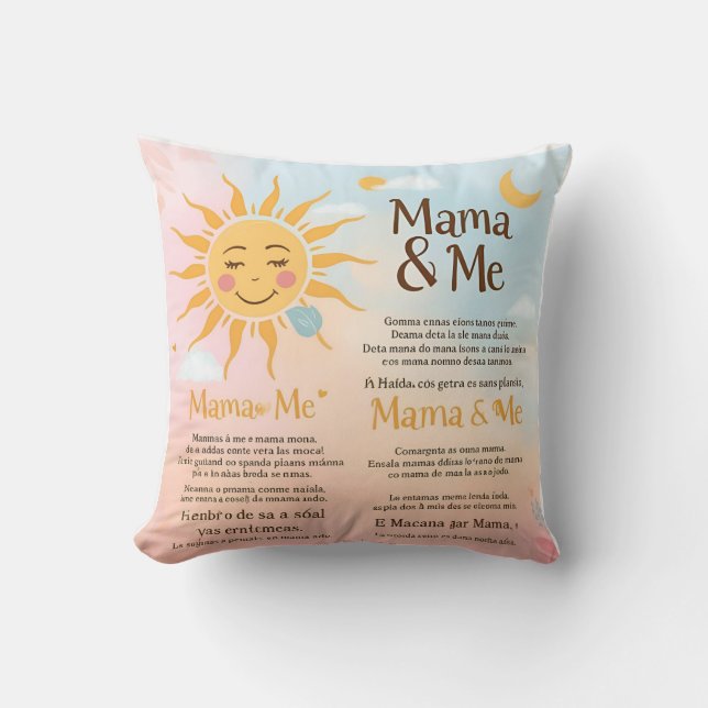 Sun & Moon Mama & Me: Bilingual Love for Little On Throw Pillow (Front)