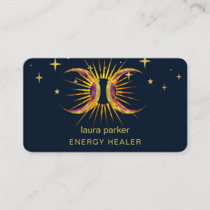 Sun Moon Mystic Crescent Reiki Healer Business Card