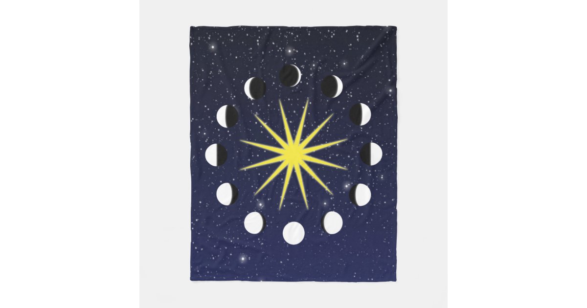 Sun, Moon Phases, and Stars Fleece Blanket Zazzle