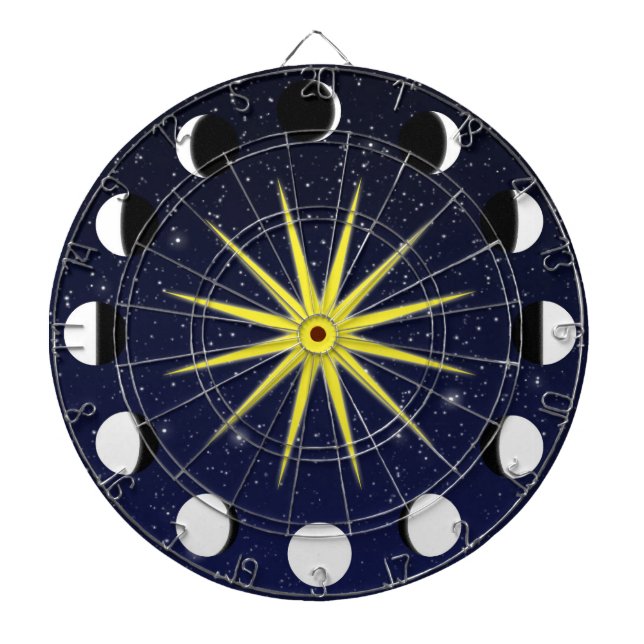 Sun, Moon Phases & Stars Dart Board (Front)