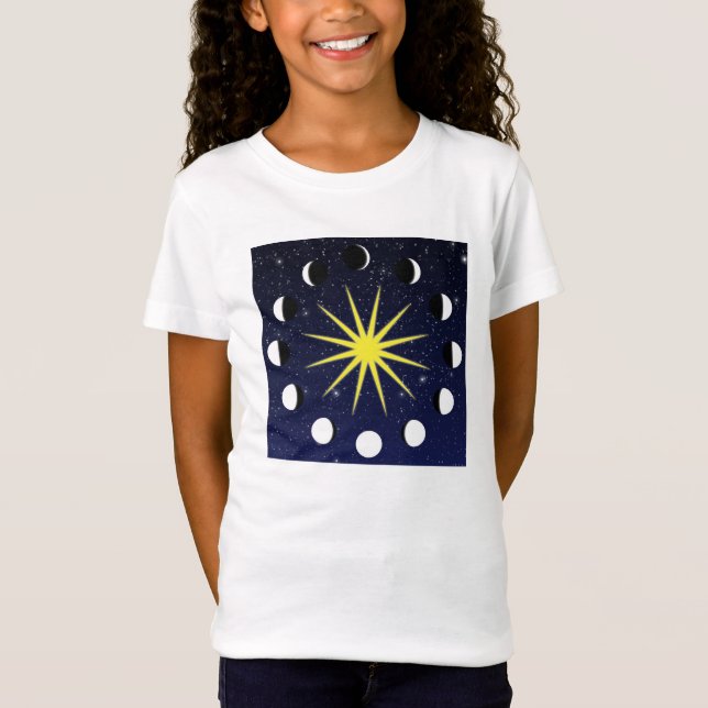 Sun, Moon Phases & Stars T-Shirt (Front)