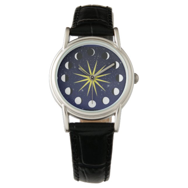 Sun, Moon Phases & Stars Watch (Front)
