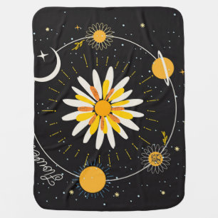Sun Moon Planets: Graphic Floral Art Baby Blanket