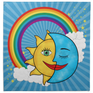 Sun Moon Rainbow Stars Cloth Napkin
