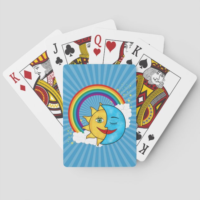 Sun Moon Rainbow Stars Poker Cards (Back)