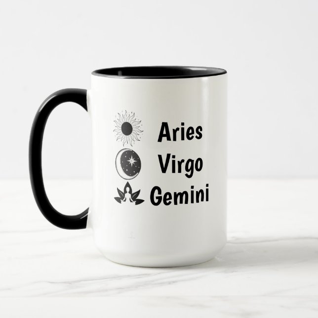 Sun Moon Rising Zodiac Astrology Whimsy Feminist Mug (Left)
