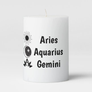 Sun Moon Rising Zodiac Big 3 Astrology Mystical Pillar Candle