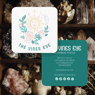 Sun Moon & Roses Magical Boho CUSTOM Social Media Square Business Card